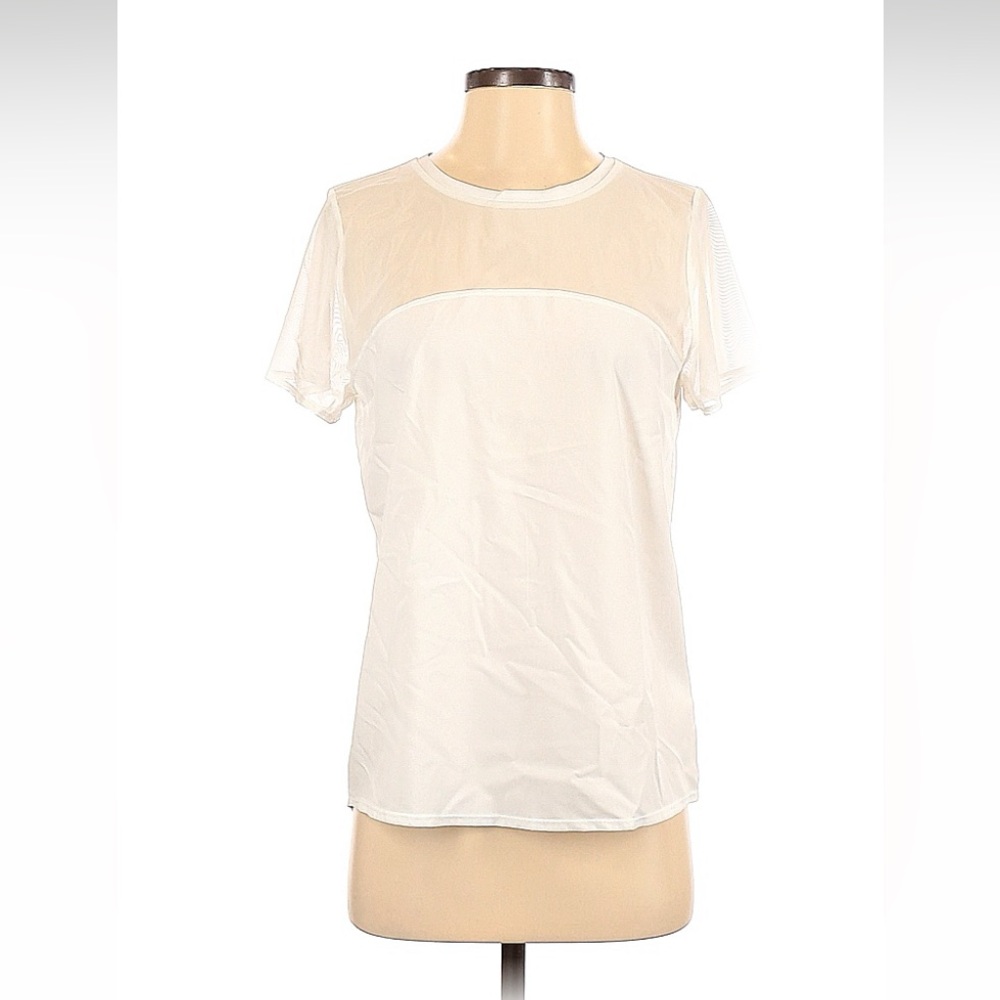 NWOT - ZELLA White Workout Tee, Mesh Panel, Sz S